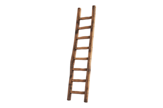 Solid wood ladder isolated on transparent background