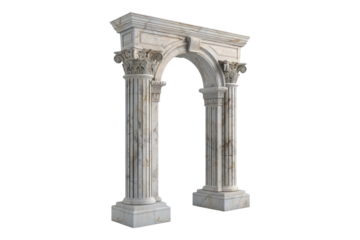Stately arch pillar isolated on transparent background