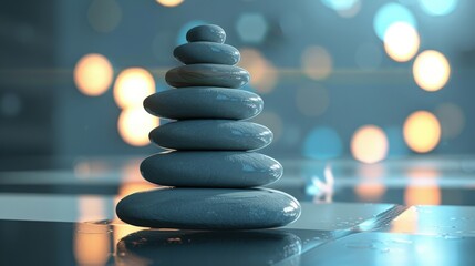 Obraz premium A set of smooth Zen stones stacked perfectly