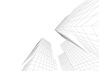 Modern architecture building vector 3d drawing