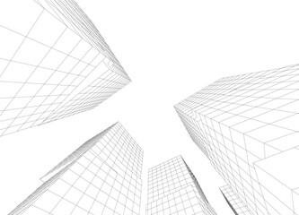 Fototapeta premium Modern architecture building vector 3d drawing