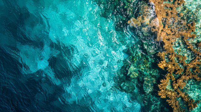 Serene Coral Reef Ecosystem in Turquoise Waters under Midday Sun, High Contrast Shot with Nikon Z7 II and 50mm f/1.4 Lens