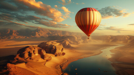 Obraz premium Colorful hot air balloons flying over mountain