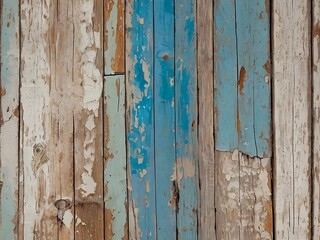 Fototapeta premium A weathered wooden texture, with peeling paint and rough edges, evoking a sense of nostalgia and history.