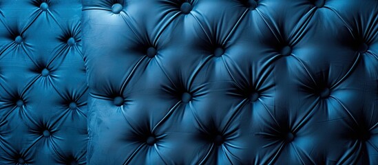 Fototapeta premium Blue fabric sofa background with buttons for copy space image.