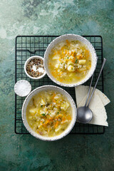 Homemade vegetable soup with millet