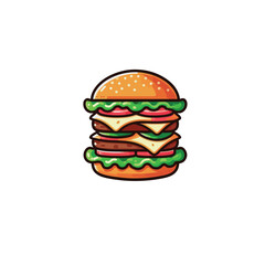 Buger line icon with Salad, solid vector sign, linear and filled outline logo design illustration