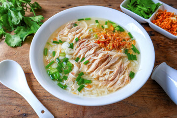 Rice, porridge, rice porridge chicken , chicken rice soup , soup, thai food, asian food,