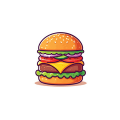 Buger line icon with Salad, solid vector sign, linear and filled outline logo design illustration