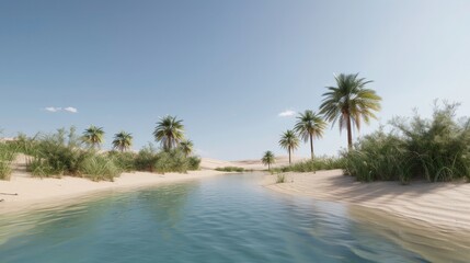 Serene Desert Oasis: Hidden Beauty in Endless Sands