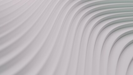 Bright white grey waves abstract motion background. 3d animation