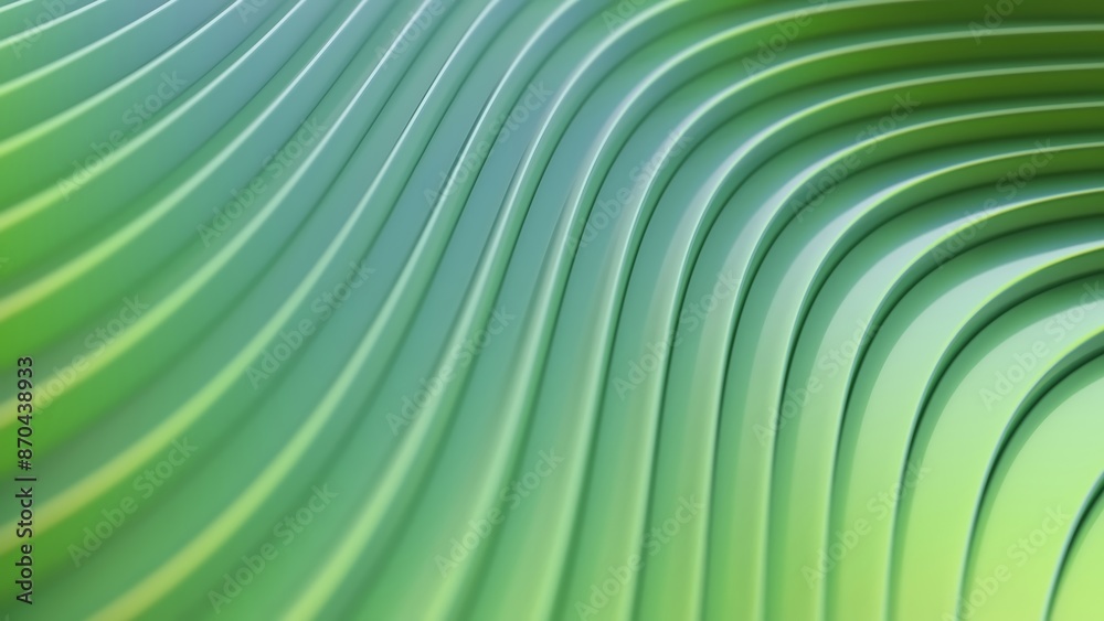 Poster 3d abstract background with gradient green curved lines forming a pattern