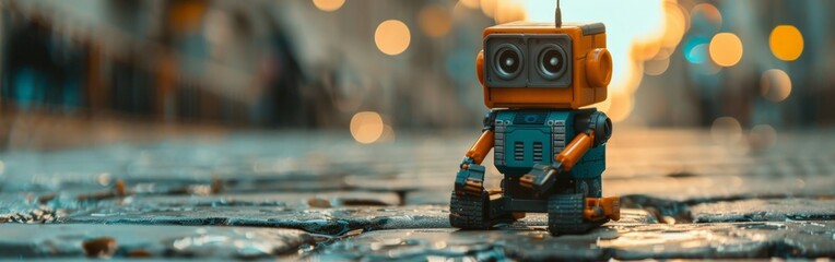 Vintage Robot Toy in Minimalistic Setting