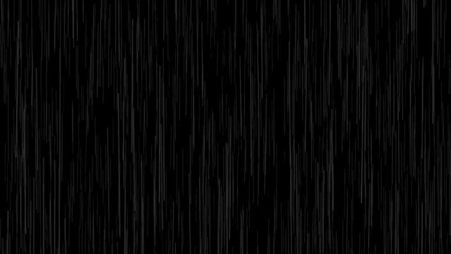 rain wall falling or rain fall  black screen. Raindrops splashing background. heavy Rain seamlessly loop able  footage animation. summer season video.