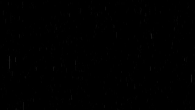 rain wall falling or rain fall  black screen. Raindrops splashing background. heavy Rain seamlessly loop able  footage animation. summer season video.