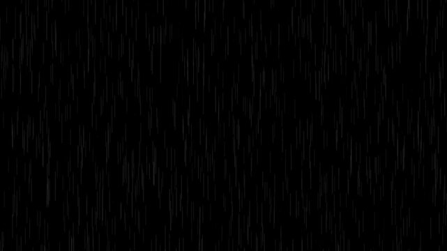 rain wall falling or rain fall  black screen. Raindrops splashing background. heavy Rain seamlessly loop able  footage animation. summer season video.