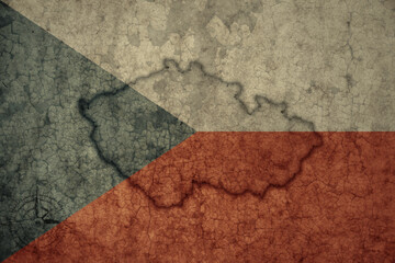 map and flag of czech republic on a old vintage crack paper background .
