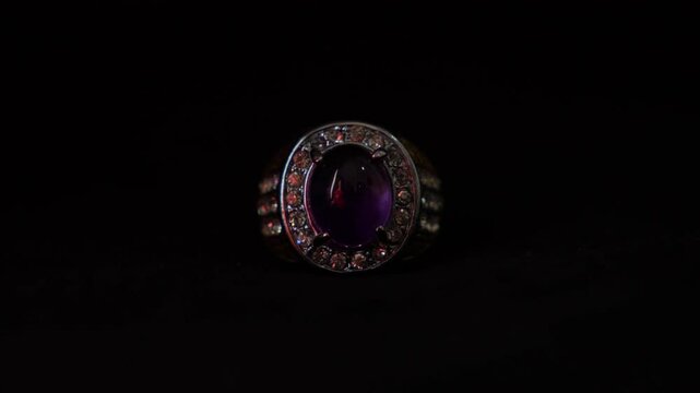 Amethyst Crystal Ring (Indonesian Batu Akik Ring) Close-up Shot