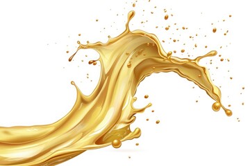 Fototapeta premium Golden Oil Splash Isolated on White Background