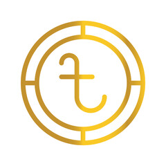 Bangladeshi currency taka golden coin, can be used as a symbol design for Money, Finance and business. with a gradient fill design.