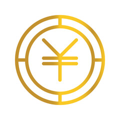 Japanese currency yen golden coin, can be used as a symbol design for Money, Finance and business. with a gradient fill design.