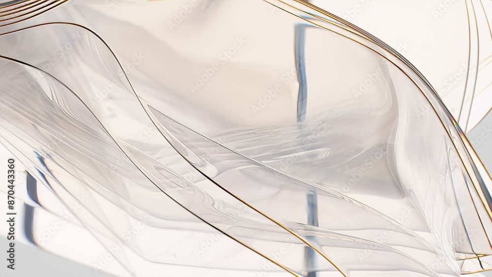 Poster intricate 3d animation of translucent, wavy lines creating an abstract, delicate structure. the subt