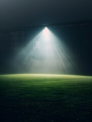 Dramatic Floodlit Stadium Field in the Dusky Night with Vast Open Space