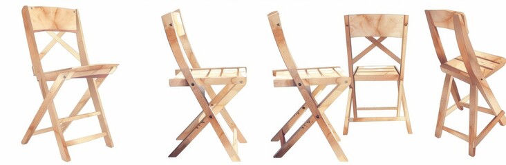 Animated watercolor wood chair png on transparent background