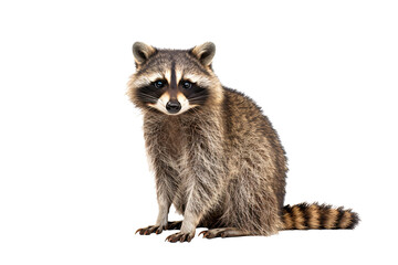 a raccoon sitting on the ground