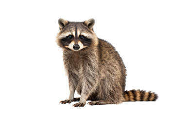 a raccoon sitting on the ground