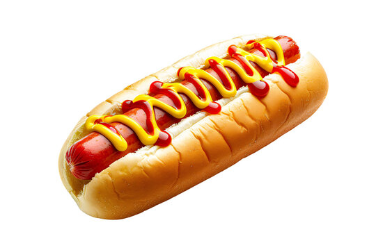 a hot dog with mustard and ketchup