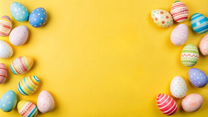 Easter season poster Happy easter greeting with colorful egg prints and pattern