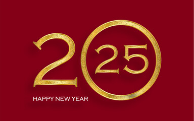 Happy New Year 2025, festive pattern on color background