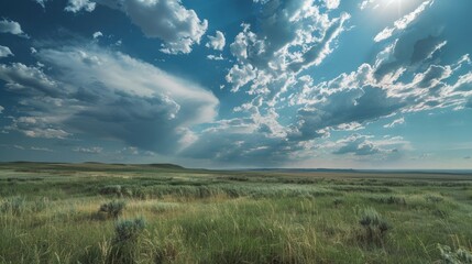 Obraz premium Clouds obscure the sun, casting a cool, comforting shade upon the land.