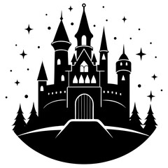 Fairytale Castle silhouette vector illustration