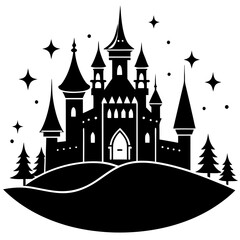 Obraz premium Fairytale Castle silhouette vector illustration
