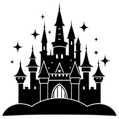 Obraz premium Fairytale Castle silhouette vector illustration