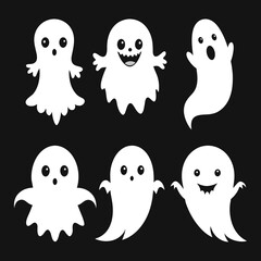 Charming Haunts Cute Ghosts Silhouette Collection Ghost Bundle set isolated 