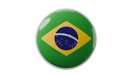 Fototapeta premium Brazil, brazilian Circle flag icon . Transparent backgound. 3d rendered with alpha channel. Round shape. 