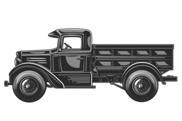 a black truck with a white background