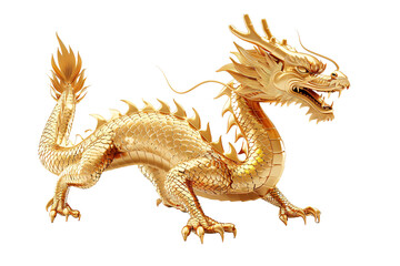 a gold dragon with a white background