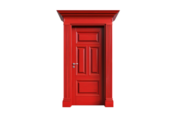a red door with a white background