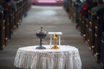 Catholic mass. Eucharist in Saint Joseph Church in Beijing China.