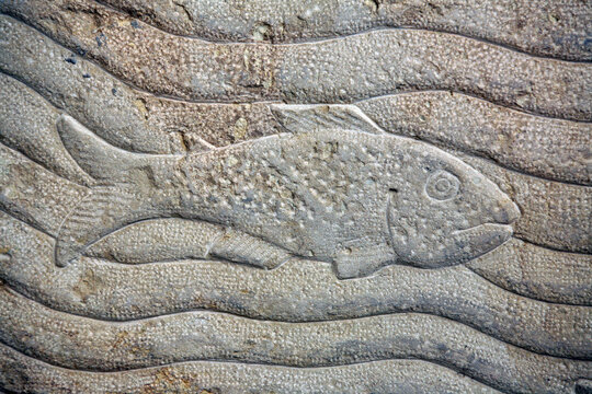 Fish sculpture.  The Santo Toribio Monastery in Liebana. Spain.