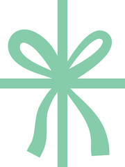 Top view of gift wrapping with green bow