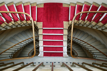 Red staircase at the senate of the French republic.