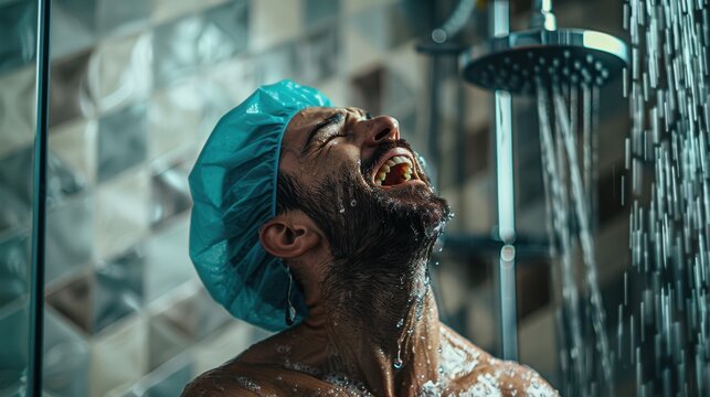 Man Enjoying Shower