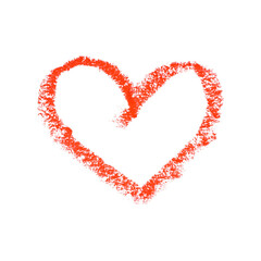 Heart. Realistic rough red marker. The drawing is drawn on a white isolated background with red chalk. Hand painted. red marker on paper isolated on white background
