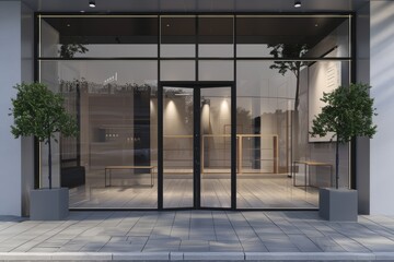 Obraz premium Mockup of a branding shop window.