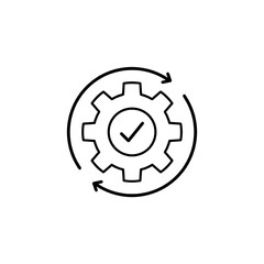 Automation pixel perfect linear icon. Manufacturing process. Boost efficiency. Replacing manual labor. Thin line illustration. Contour symbol. Vector outline drawing. Editable stroke. Arial font used